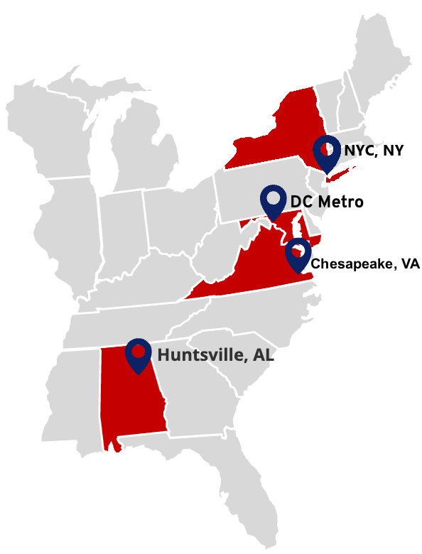 RedTrace Office Locations - NYC, NY; DC Metro; Chesapeake, VA; Huntsville, AL